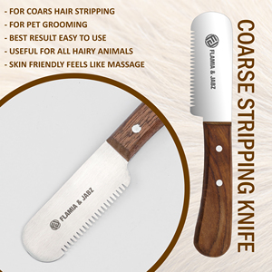 Peines para mascotas de acero inoxidable ecológicos para perros Terriers, cuchillos para pelar y cardar, herramientas de aseo hechas en madera - Product Image 5