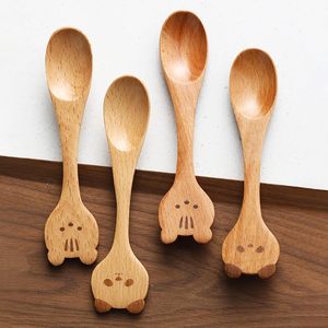 Cuillères en bois mignonnes belle meilleure qualité moins cher ensemble de cuillères en bois d'acacia naturel pour les enfants - Product Image 2