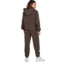 Ensemble de survêtement de luxe ultime 2025 en velours uni délavé pour femme, élégant et décontracté, avec motif brodé, sweat à capuche zippé et pantalon de survêtement