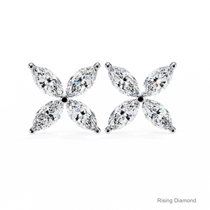 Pendientes de Diamantes Cultivados en Laboratorio con Corte Marquesa de 0.8 CTW, Certificados por IGI, Oro Blanco de 14k, Regalo de Aniversario de Lujo - Product Image 1