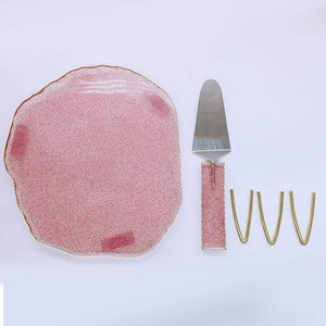 ขาตั้งเค้กเรซิ่นดีไซน์ใหม่ พร้อมที่ตักเค้ก ลายหินอาเกต ขนาดและสีตามสั่ง ขายดีจากอินเดีย - Product Image 2