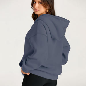 Top Qualité Surdimensionné Élégant Femmes Hoodies En Gros Prix Drop Épaule Nouveau Design Femmes Hoodies Couleur Unie Femmes Hoodies - Product Image 4
