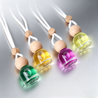 Diffuseur de parfum de voiture suspendu en verre miniature en bois, 10 ml, 34 saveurs, longue durée, senteurs personnalisées