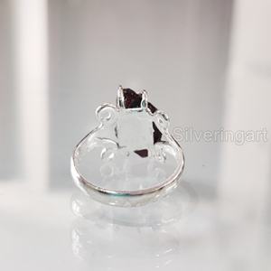 Bijoux en pierre brute Bague pour femme Grenat naturel Pierre précieuse brute Pierre de naissance de janvier Bague en fil Hippie Bijoux Bague en argent sterling 925 - Product Image 5