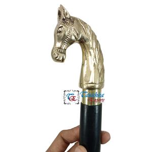 Bastón de Madera Ajustable de 3 Secciones con Mango de Cabeza de Caballo Pulido en Latón, Estilo Art Deco Negro de Alta Calidad, para Personas Mayores, Precio al por Mayor - Product Image 1