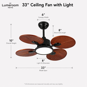 USA In Stock 33 Inch <b>Ceiling</b> <b>Fan</b> <b>with</b> Light and <b>Remote</b> <b>Control</b>, Solid Wood DC Motor <b>Ceiling</b> <b>Fan</b> for Bedroom - Product Image 3