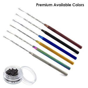 Outil d'extensions de cheveux personnalisé outil de boucle de microperles extensions de cheveux boucle d'enfilage poignée sans adhérence fil d'enfileur d'aiguille pour cheveux - Product Image 6