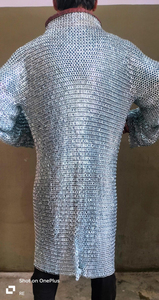 HAND MARICLES Medieval Knight Aluminium Chain Mail Shirt Butted Chain Mail Armor Haubergeon Costume Dress Silver Medium Four - Product Image 5