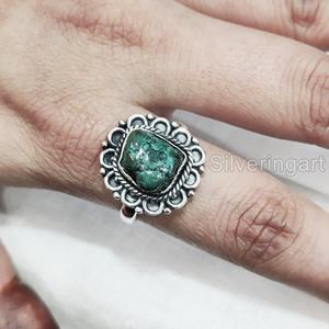 Rough <b>Stone</b> Jewelry Women's <b>Ring</b> Natural Turquoise Raw Gemstone December Birthstone Bohemian <b>Ring</b> Party 925 Sterling <b>Silver</b> <b>Ring</b> - Product Image 4