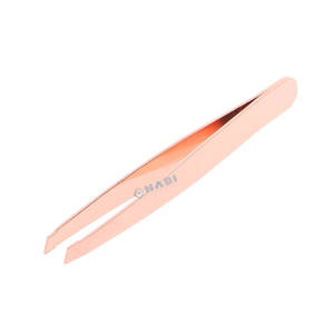 Pince à épiler à pointe oblique de 3.75 pouces avec revêtement arc-en-ciel en or rose pour l'épilation et le filetage Salons de beauté - Product Image 1