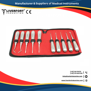 Juego de 10 Extractores Manuales de Acero Inoxidable para Cirugía Dental, Periodoncia y Extracción de Dientes, con Punta Recta para Luxación de la Raíz Apical - Product Image 3