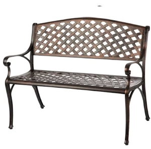 Banc de jardin en fer orné, motifs de rose et de défilement, finition antique, siège incurvé, sièges extérieurs décoratifs disponibles en gros - Product Image 6