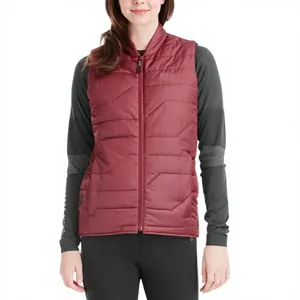 Pantalon d'équitation matelassé bordeaux personnalisé pour femme en polyester/nylon, léger et chaud, sans manches, vêtement d'extérieur. - Product Image 4