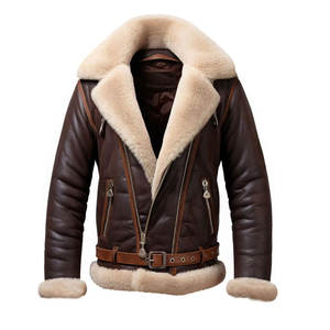 Chaquetas de cuero de borrego para hombre, forradas y gruesas para actividades al aire libre en invierno, chaquetas de cuero de borrego - Product Image 1