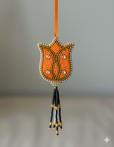 Porte-clés en perles jaunes et vertes, broderie de perles, broderie de perles de rocaille, breloques pour sacs avec motif de festival, porte-clés - Product Image 1