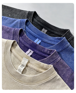 เสื้อยืดถักลายพิมพ์กรดสีพื้น 100% ผ้าฝ้าย แขนสั้น สตรีทแวร์ ฮิปฮอป พิมพ์ลายหิน โลโก้ ย้อมสีสำเร็จรูป - Product Image 2