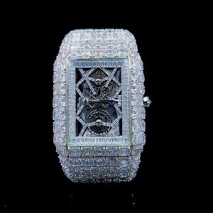Top Brand 2024 Luxury Business Antique <b>Men's</b> Mechanical Automatic <b>Watch</b> Full Iced Hip Hop Diamond VVS Moissanite Custom Square - Product Image 4