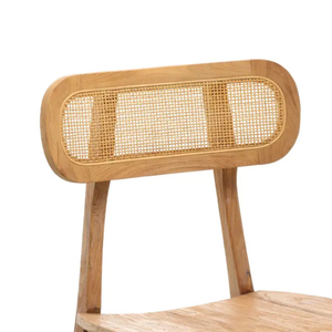 Modern Minimalist Teak Wood <b>Dining</b> <b>Chair</b> with Oval Cane Backrest and <b>Wooden</b> Seat for Cafe Restaurant & Apartment Use - Product Image 4