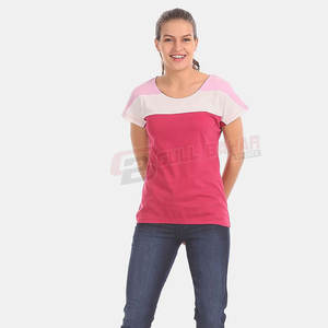 Camiseta ajustada de algodón de manga corta para mujer Camiseta básica de color sólido con cuello personalizado - Product Image 2