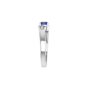 Anello di Fidanzamento Classico con Tanzanite Naturale Taglio Rotondo 4,5mm e Topazio Bianco, Gioiello Raffinato per Donne - Product Image 2