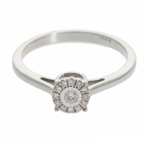 14K White Gold Rhodium Plated <b>Ring</b> Round-Cut 0.1CTW <b>Natural</b> Diamond Cluster Halo Setting Women Classic Floral-<b>Inspired</b> Design - Product Image 2