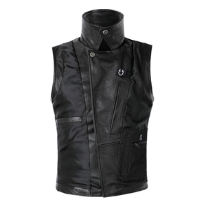 Reasonable Price Breathable Sleeveless <b>Leather</b> Pu <b>Vest</b> Plus Size Casual Retro <b>Men's</b> Coat Workwear Trend <b>Leather</b> <b>Vest</b> For Sale - Product Image 3