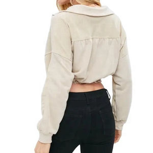 Sudaderas con capucha cortas de rizo francés de algodón 100% para mujer Venta al por mayor Moda OEM Diseño liso para la temporada de otoño/invierno Logotipo frontal - Product Image 6