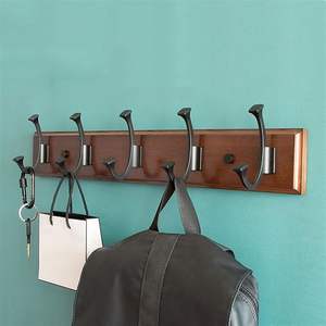 Porte-manteau mural et étagère en bois véritable fait main, moderne et économique, pour la décoration de la maison avec un look haut de gamme - Product Image 5