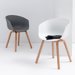 Scandinavian-Style Backrest Dining Chair-BFG044-<b>Plastic</b> and Wood Seat - Product Image 4