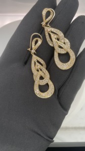 Diseños de joyería de alta calidad hechos a medida 14K oro amarillo pendiente de diamante natural para mujeres uso diario joyería de moda - Product Image 2