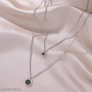 Classic Double Black Stone Stainless <b>Steel</b> <b>Jewelry</b> - Product Image 3