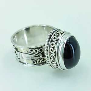 Navya Craft Women's Handmade Boho <b>Statement</b> <b>Ring</b> Black Onyx 925 Solid Sterling Silver Free Size 4-13 for Christmas Anniversary - Product Image 5