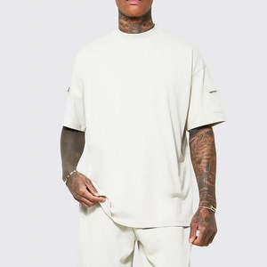 Camisetas de gran tamaño para hombre de algodón 100% de calidad superior, hombro caído de peso pesado personalizado con mangas cortas sólidas OEM/ODM - Product Image 3