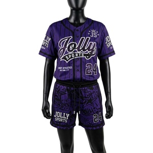 Women Baseball Short <b>Set</b> 180 GSM Premium Polyester <b>Mesh</b> Purple Black Pinstripe Jersey Shorts Custom Team Logo Women's <b>Sets</b> - Product Image 1