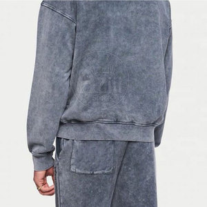 Stylish Winter Hooded Casual Solid Acid Wash Men's <b>Tracksuit</b> 100% Cotton Breathable Lightweight Elastic Waist Comfortable Fit - Product Image 6