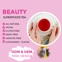 Thé éclaircissant pour la peau personnalisé avec rose et hibiscus, marque privée, thé pour une peau éclatante