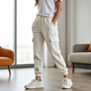 Pantalon de survêtement baggy cargo pour femme Pantalon de pyjama ample en coton polaire pour femme Pantalon de survêtement cargo pour femme - Product Image 5