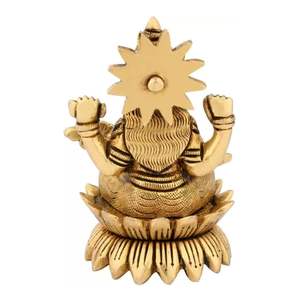 Statue de déesse Saraswati en laiton artisanal Article Cadeaux de mariage décoratifs Dieu de la musique, poids 425 Gm - Product Image 5