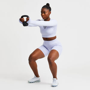 Pantalones cortos de gimnasio de alta calidad para mujer Pantalones cortos de Yoga de compresión transpirables para apariencia teñida lisa - Product Image 4