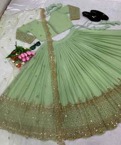 Nuevo y Elegante Lehenga Choli de Diseño para Mujer, Ropa Étnica de Algodón y Seda Multicolor, Última Llegada, Diseño Moderno, Lavable - Product Image 6