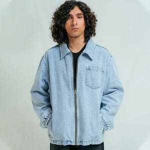 High Quality 100% Cotton Denim <b>Jacket</b> for <b>Men</b> Casual Style with Solid Color and Front Logo <b>Thin</b> Winter <b>Jacket</b> with Pocket - Product Image 1