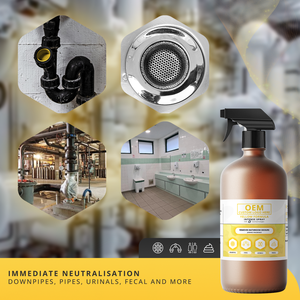 Neutraliseur d'odeurs en spray intense, formule jaune : pour canalisations, égouts, odeurs d'urine et de matières fécales - Bouteille de 1L - OEM / Marque privée - Product Image 3