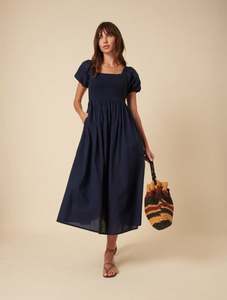 Fabricants de vêtements personnalisé en mousseline de soie femmes été col carré brodé dentelle garniture plissée lâche décontracté longue robe meilleur - Product Image 2