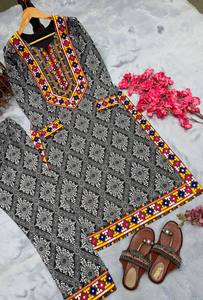 Latest Designer Muslin Silk Embroidery Work <b>Kurti</b> Set by FabZone - Product Image 4