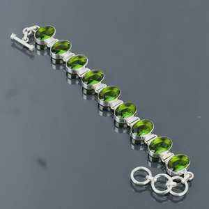 Bracelet en péridot, argent sterling, pierre précieuse verte, cadeau pour femme, pierre de naissance d'août, élégant - Product Image 1