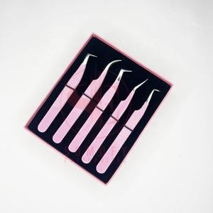 แหนบติดขนตาสแตนเลสคุณภาพสูงระดับมืออาชีพ สีชมพูอ่อน ด้ามจับแบบเพชร ทนทาน รับผลิตแบรนด์ส่วนตัว - Product Image 4