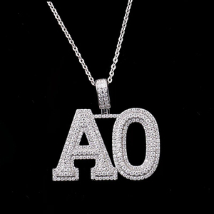 Luxe VVS Moissanite Diamant Pendentif Big Ice Out Argent Style Hip-Hop Lettre Motif 18K Plaqué Or Charmes Cadeau pour Hommes Femmes - Product Image 3