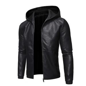 Veste de moto en cuir pour hommes, nouvelle version coréenne Slim Fit, à capuche, manteau pour hommes - Product Image 6