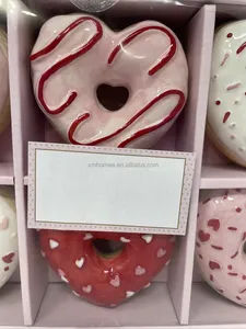 2024 donat keramik hati Hari Valentine Set donat keramik dekorasi liburan cupcake keramik unik