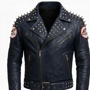 Chaqueta de Cuero Personalizada Más Popular, Chaqueta de Cuero Genuino de Piel de Vaca Natural para Hombre, Manga Larga, Chaleco de Motociclista a la Moda. - Product Image 1